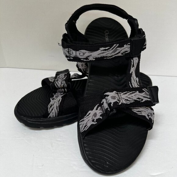 OP Other - Ocean Pacific Black/Grey Sandals Adjustable Hook & Loop Straps Men's Size 8
